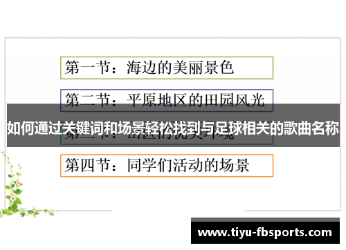 如何通过关键词和场景轻松找到与足球相关的歌曲名称
